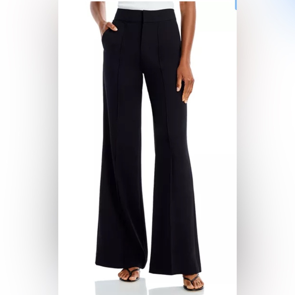 Alice + Olivia Dylan High Waist Wide Leg Pants in Black. Size 6.